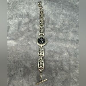 Brighton Hartford Silvertone Bracelet Watch with Black Face